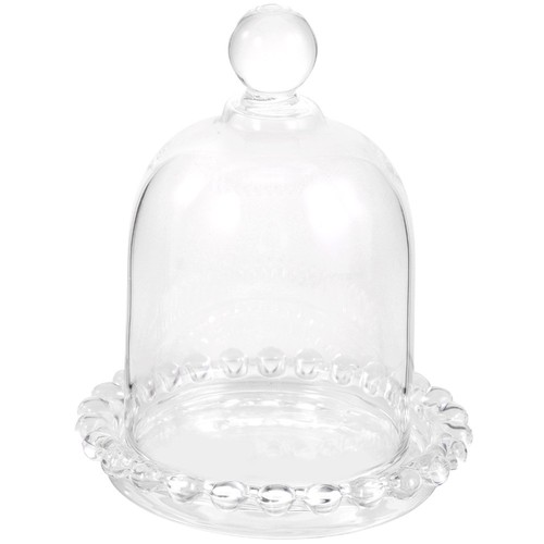 7.5in Tall La Boheme Glass Cloche With Wood Base – Jamali Garden