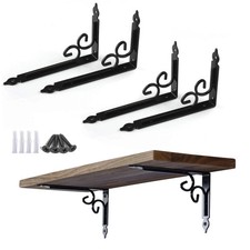 Shelf Brackets 4 Pcs Heavy Duty Decorative 6 Inch Black Right Angle Shel...