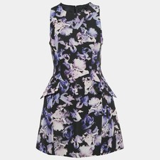 McQ Alexander McQueen Purple Floral Print Gabardine Mini Dress S