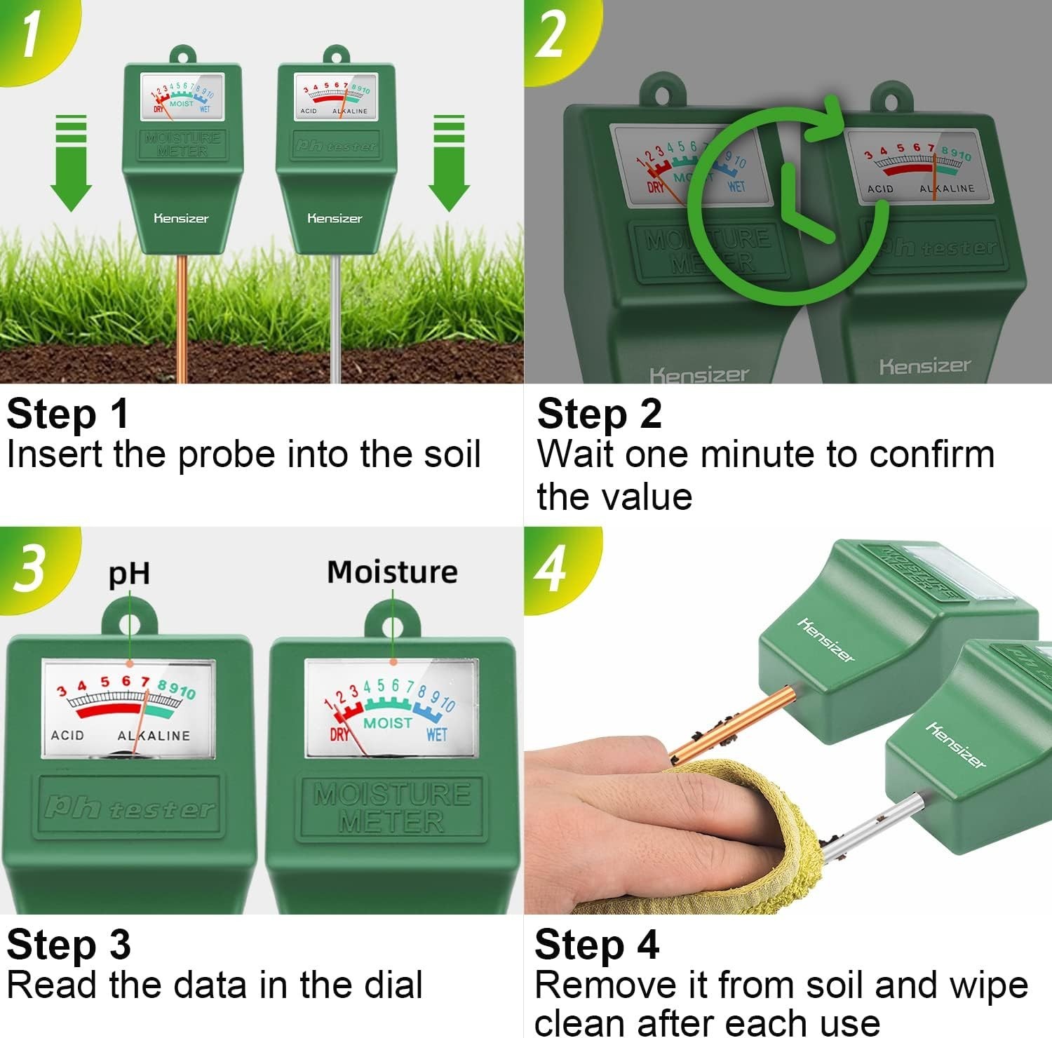 Moisture and pH Meter for Soil - Essential Gardening Tool, Plug and Play Design