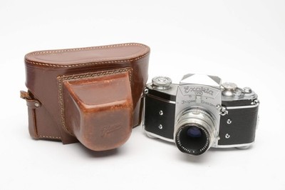 Jhagee Exakta VX w/Zeiss Tessar 50mm f2.8, case, tested, very nice!