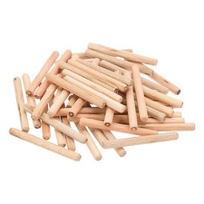 50 PCS Wooden Dowel Pins 3/8x4 Inch 10x100mm Straight Fluted Hardwood Rods