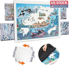 1500-piece rotating plastic jigsaw puzzle board with drawer and lid,