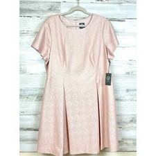 Vince Camuto Womens Plus 20 Pink Silver Fit & Flare Short Sleeve Mini Dress NWT