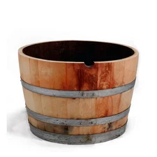 Half 27 In. W and 16 In. H Oak Wine Barrel Planter