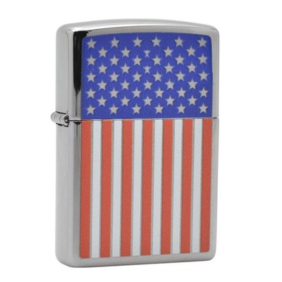 Zippo AD413 Amer Flag Chromed Out Lighter