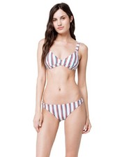 NWT Full Tilt Textured Striped Triangle Cheeky Bikini Swim Set 96627