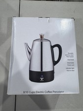 Moss & Stone Percolator Coffee Pot Electric 10 Cup, Stainless Steel Coffee