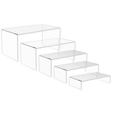 5PCS acrylic display stand, Acrylic Display Risers, 5 Sizes Clear Product Sta...