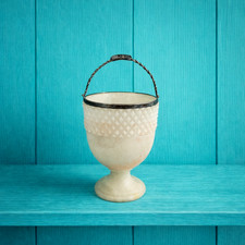 19th Century Swing Handle Alabaster Sugar Basket Sterling Silver 1805