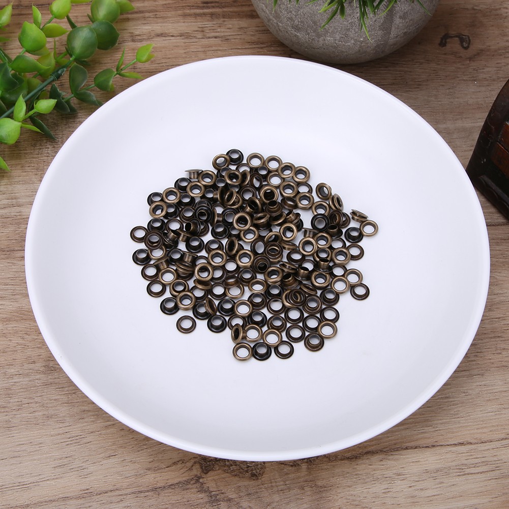 100pcs 5mm Brass Double Sided Eyelets Rivets Grommet For Belt Shoes Bag Leather