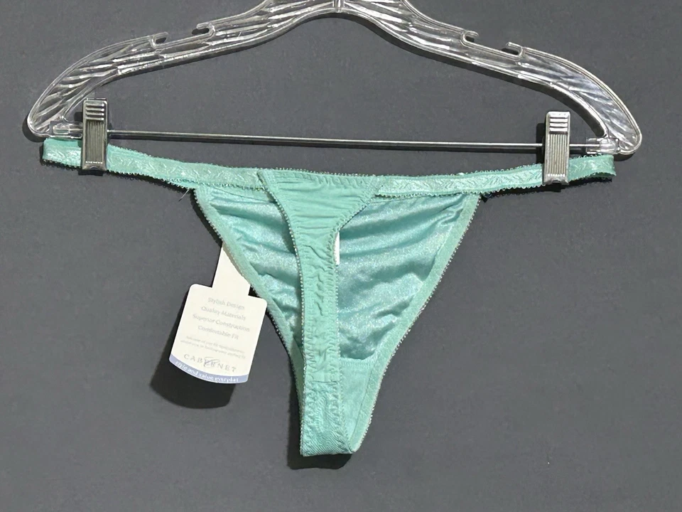 Cabernet G-String Thong Panty Sz XL Green Floral Jacquard Foto 3 de 4