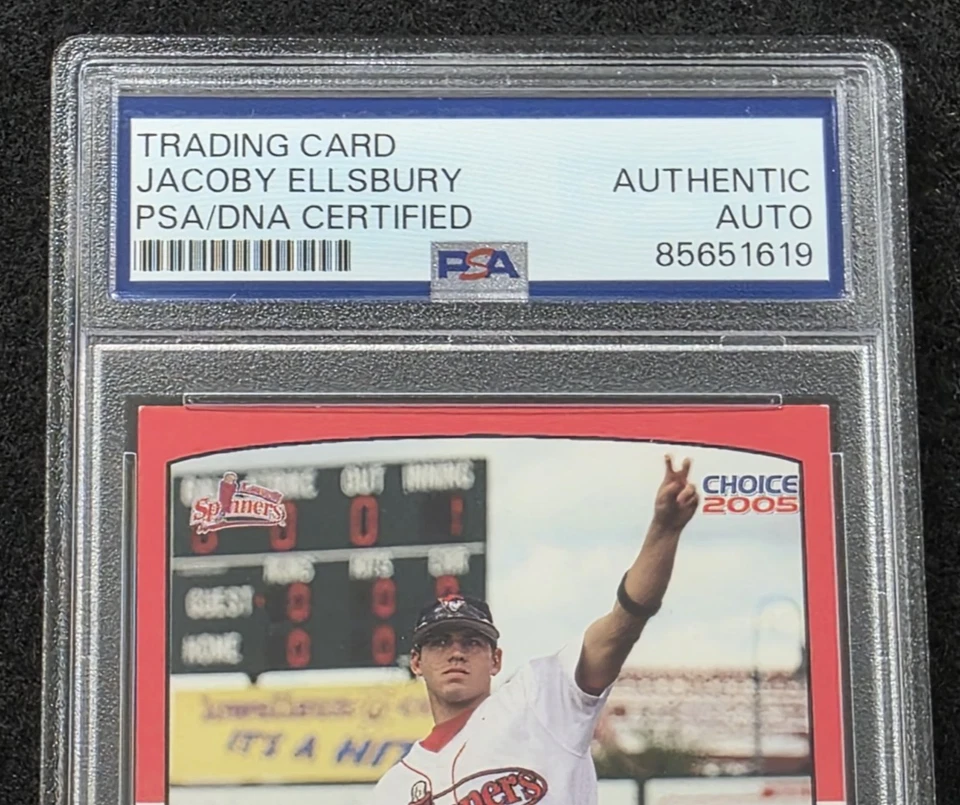 2005 JACOBY ELLSBURY Signed ROOKIE Baseball Card-YANKEES-BOSTON RED SOX-PSA - Image 3 of 4