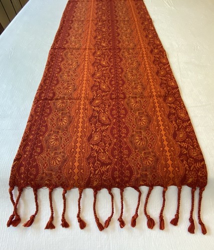 Woven Table Runner World Market Cost Plus 68”x14” Fall Autumn Colors EUC India