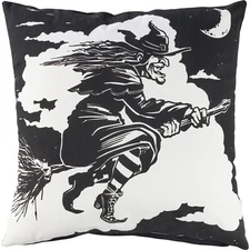 Primitives By Kathy Flying Witch Zipper Pillow 20in x 20 in Spooky Witch NWT