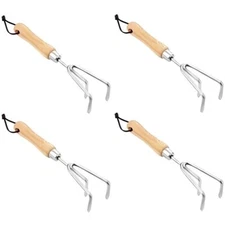 Garden Guru Hand Cultivator Rake Tiller Tool, Stainless Steel, 4 pack