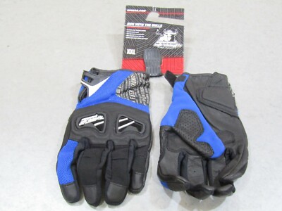 SPEED AND STRENGTH RUN WITH THE BULLS LEATHER AND TEXTILE GLOVE BLUE 2XL