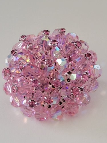 Vintage 50's Weiss Crystal Swarovski Bead Rhinestone Aurora Borealis Cluster Pin - Picture 5 of 12