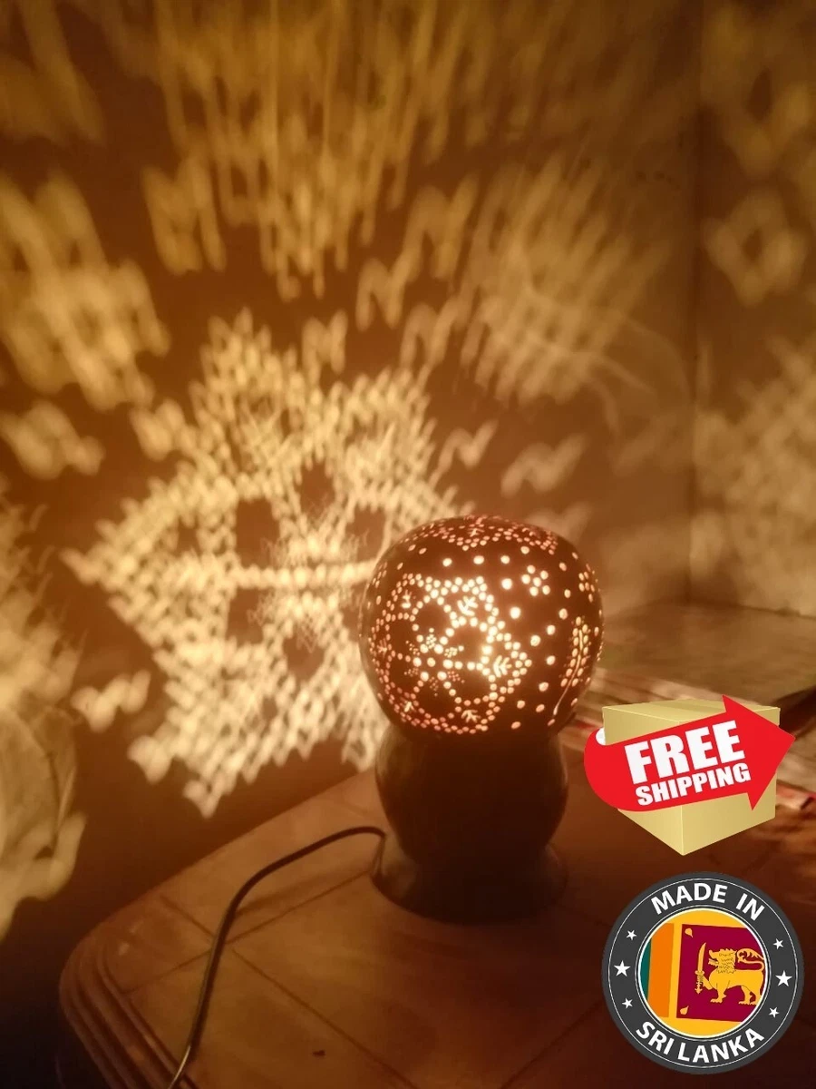 Coconut Shell Table Lamp With Light Handmade All Room Home Decoration For Night