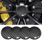 4Pcs Carbon Fibre 56mm Car Wheel Center Cap Stickers Emblem Decal Accessories