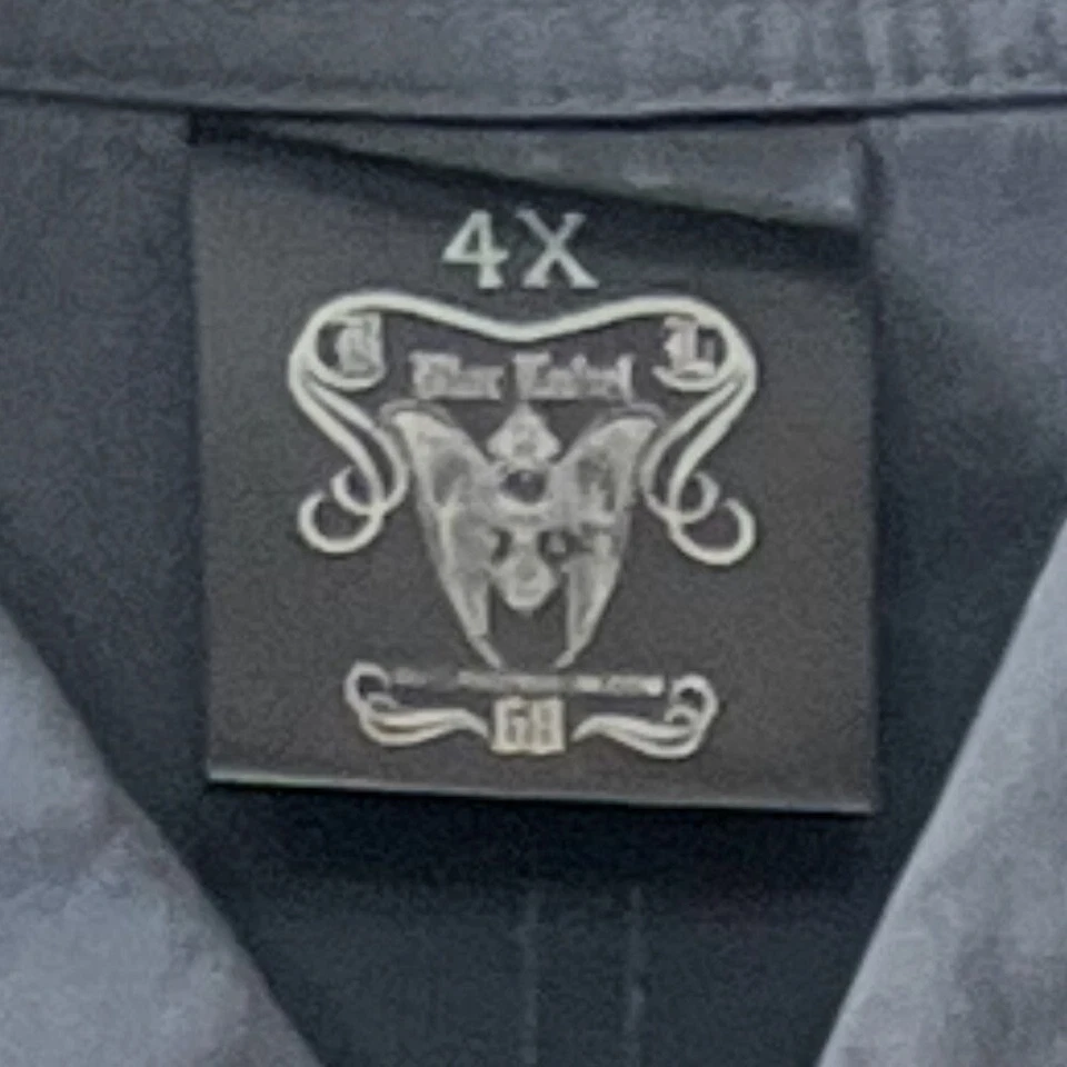 Blac Label Vintage Loyalty Forever Shirt Men's 4X Gray Snap Front Biker Y2K - Image 3 of 4