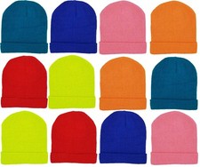 Kids Winter Beanies, 12 Pack Warm Cold Weather Hats Boys Girls Children Toboggan