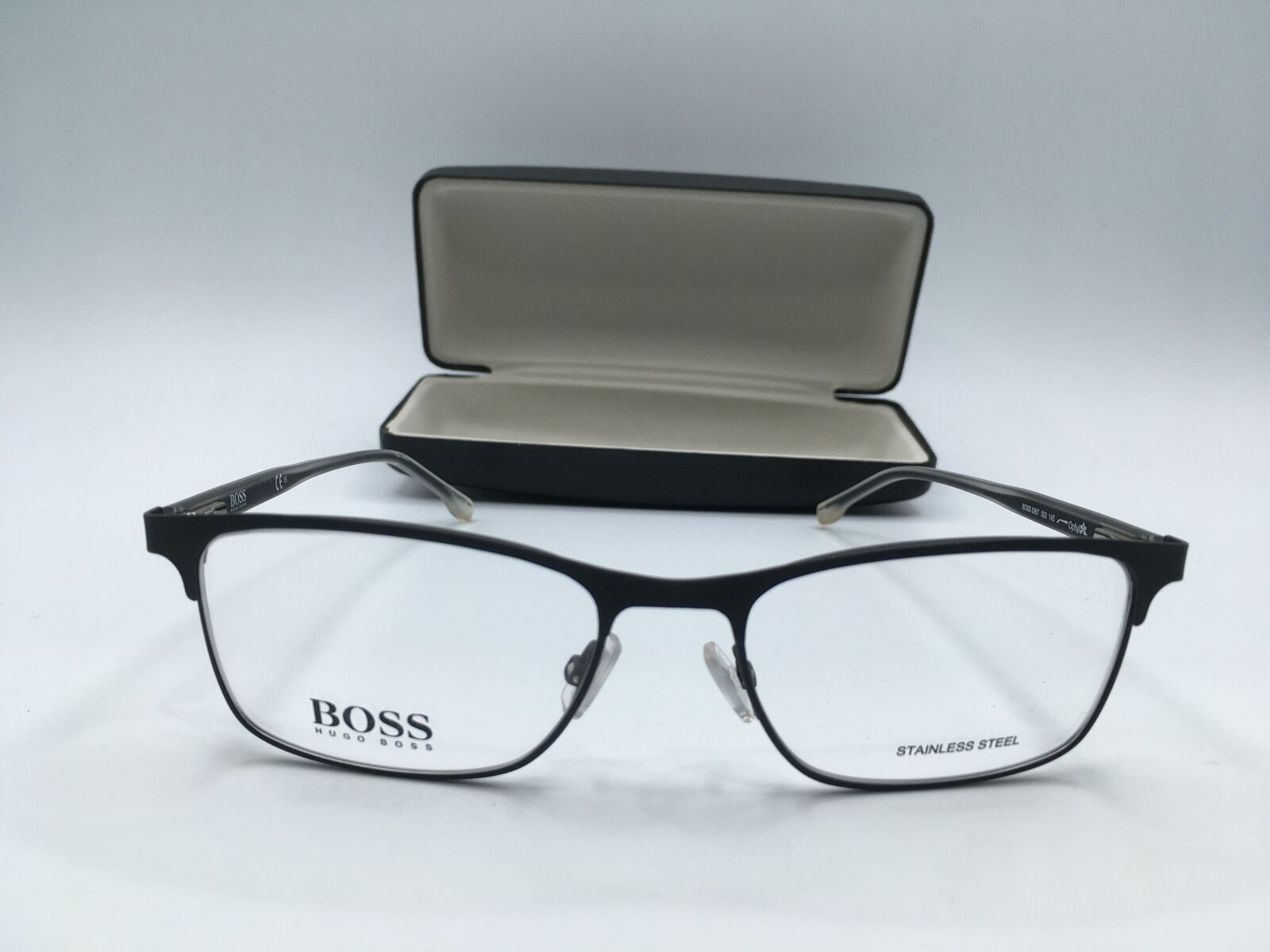 Hugo Boss 0967 Men's Matte Grey Frame Demo Lens Rectangular Eyeglasses ...