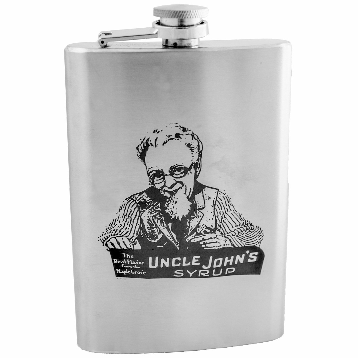 8oz Uncle Johns Syrup Stainless Steel Flask 8oz Uncle Johns Syrup Stainless Steel Flask