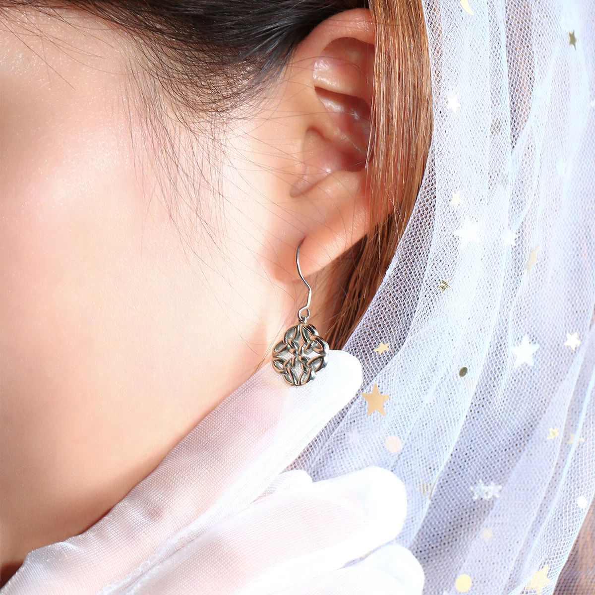 Celtic Knot Pure Titanium Earrings Dangling Drop Earring for Women