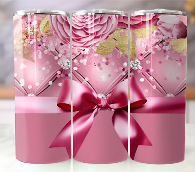 20oz Stainless Steel Tumbler  Pink Bow Theme   Cute Fashion Design