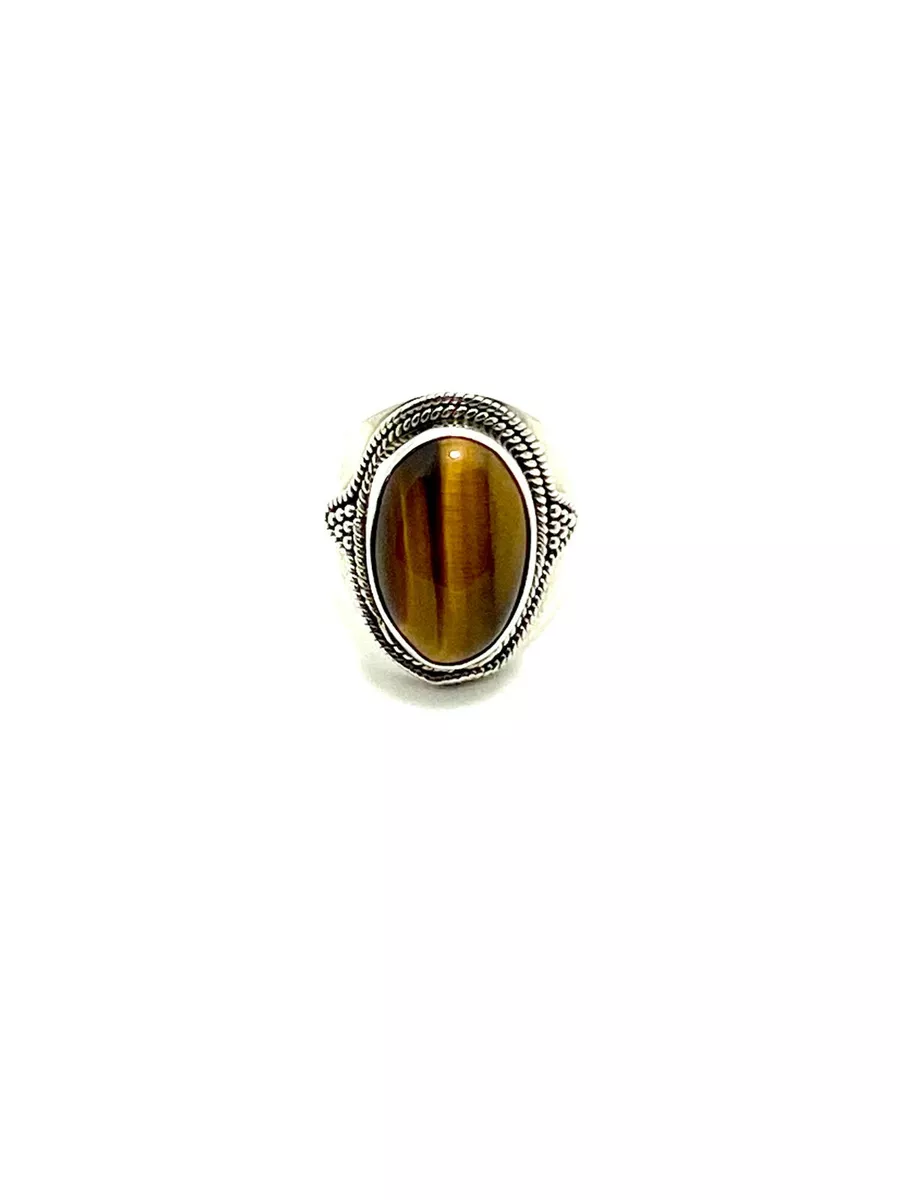 Bague Argent 925 Oeil de Tigre facett Taille 60 US size 9 5 eBay