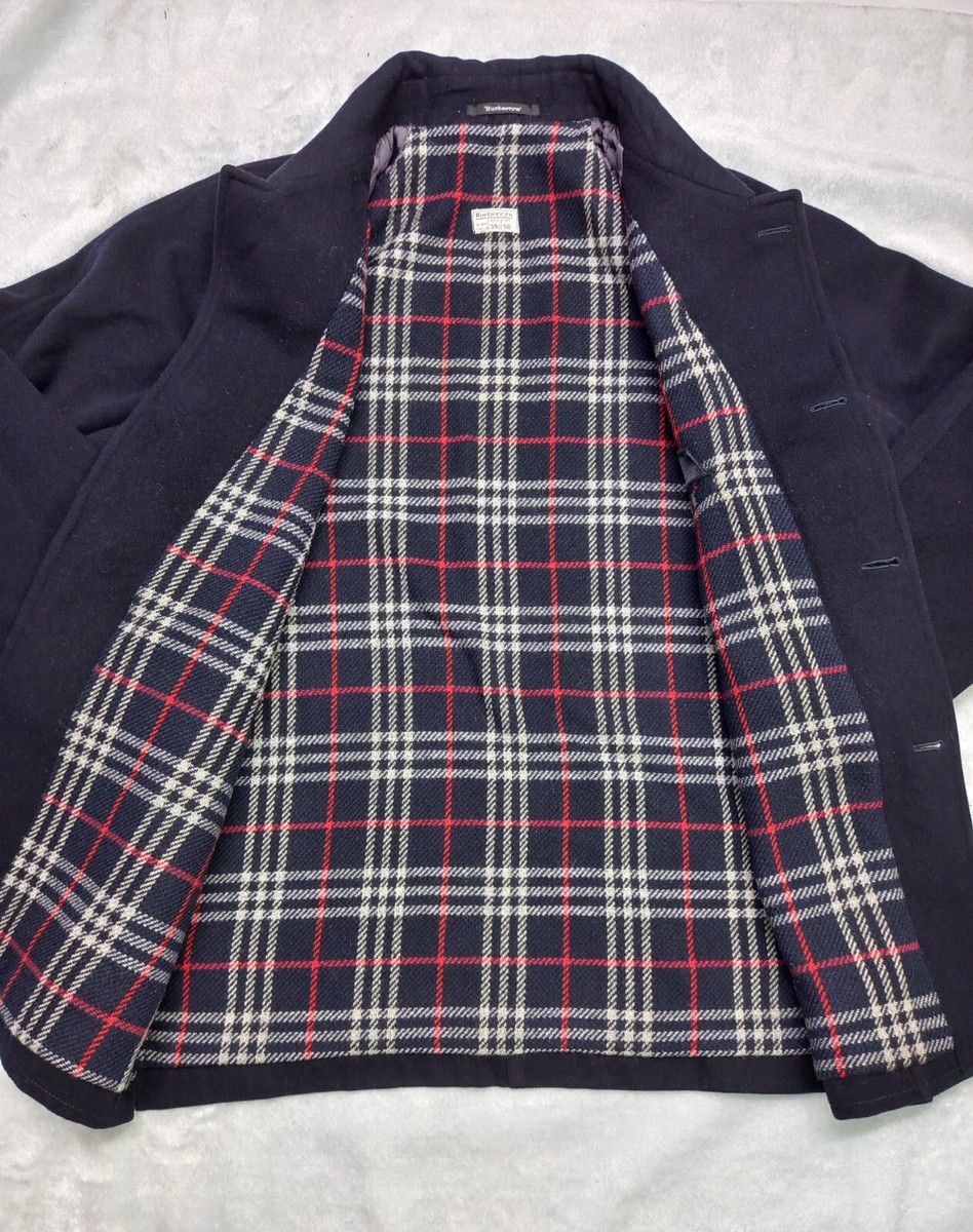 VINTAGE Burberry Coat Jacket Blue Nova Check Lined Overcoat VINTAGE Burberry Coat Jacket Blue Nova Check Lined Overcoat