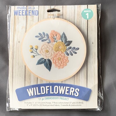 Leisure Arts WILDFLOWERS Make in a Weekend Embroidery Kit