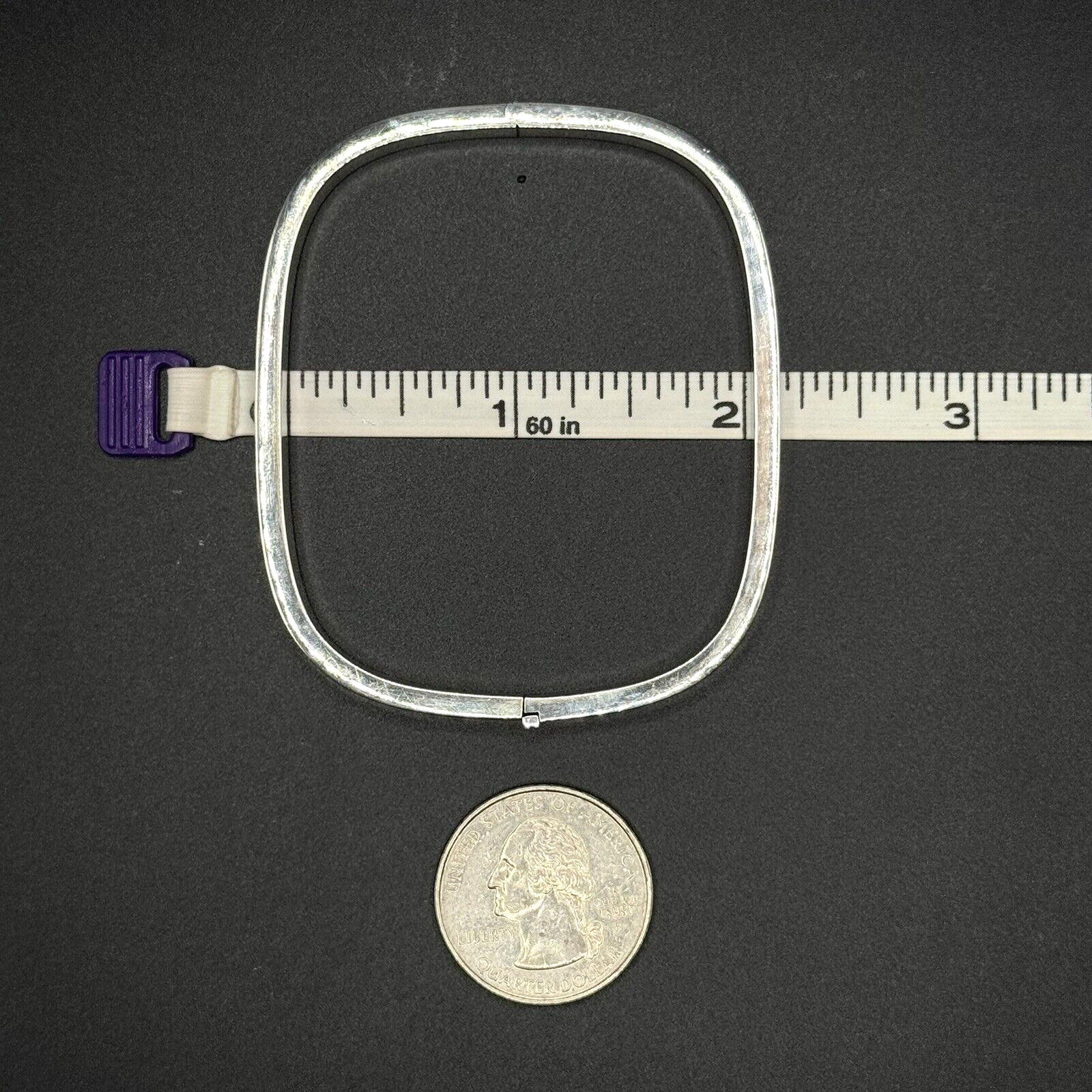 Estate Sterling Rectangular Bangle Bracelet Round… - image 10