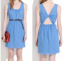 Madewell Womens Rosie Blue twist back silk floral dress blue Size 12