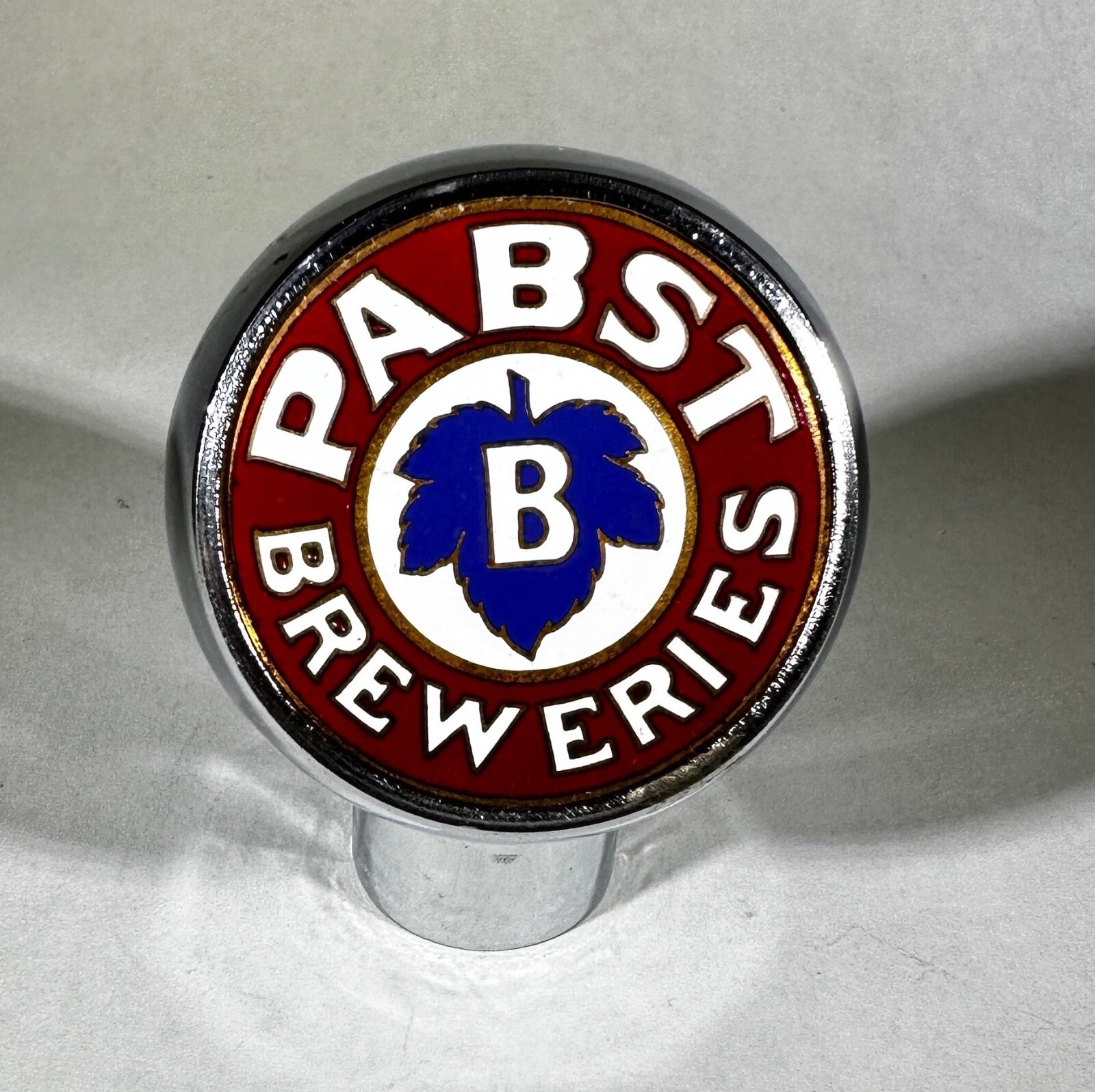 Vintage Pabst Red Beer Ball Knob Tap Handle Metal 1930's Pabst
