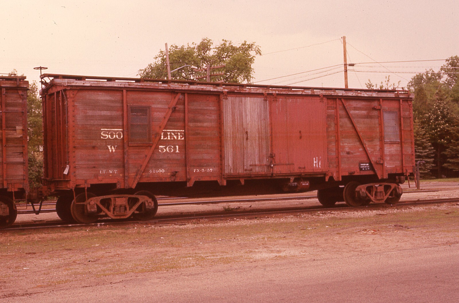 C Orig Slides (6) SOO LINE Vintage MofW Freight Cars Stevens Point WI