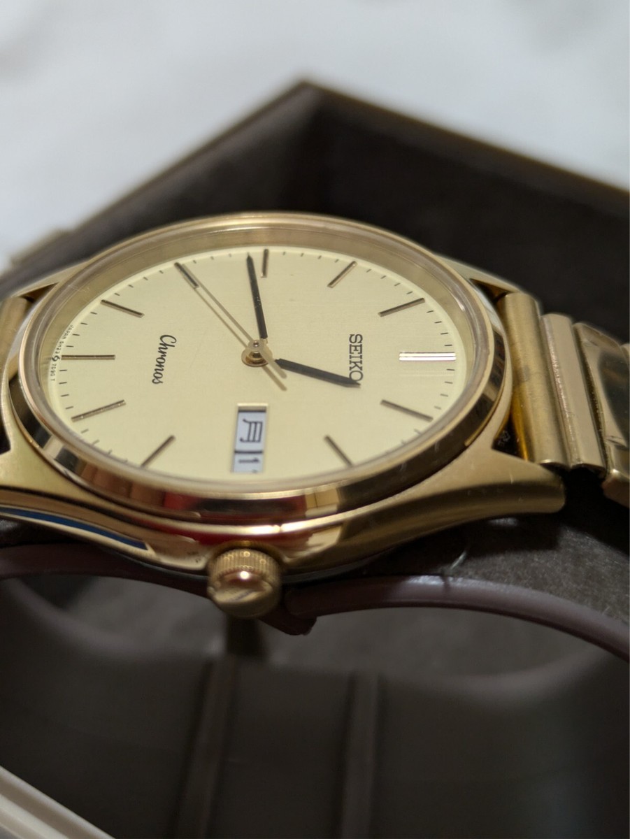 Excellent ++】SEIKO Chronos 5H23-7D40 Gold Quartz Men's watch