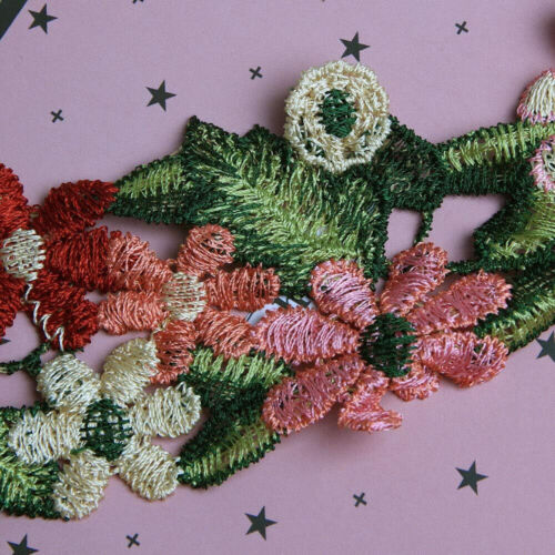 1-10 Yard Flower Trim Embroidered Ribbon Wedding Dress Applique DIY Sewing Craft - Picture 6 of 12