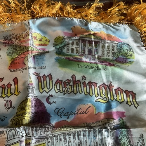 Vintage Souvenir Schal Washington D.C. Capital Jefferson Siebdruck - Bild 3 von 8