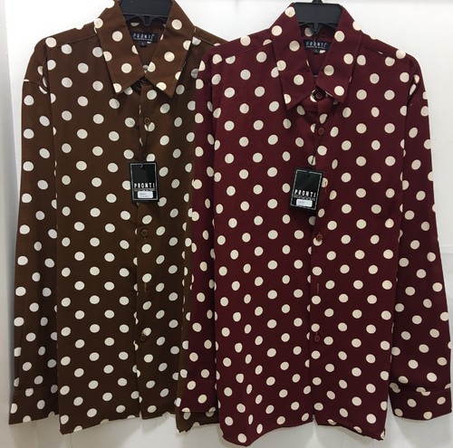 New Pronti Collection Mens Fashion Micro Poker/ Polka Dot Long sleeves Shirts - Picture 7 of 12