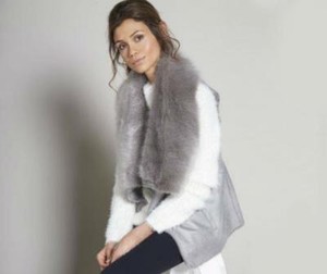womens grey fur gilet