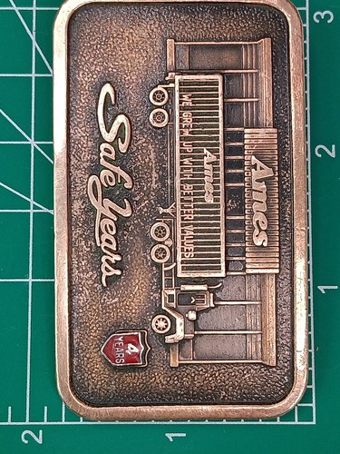 VTG 3"x1.75" Ames 4 Safe Years-Copper Balfour Belt Buckle - Picture 8 of 8