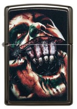 ZIPPO Horror Movie Split Face With Spiders, Black Matte, Color Image 49117 L@@K