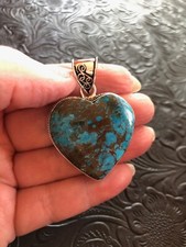 Blue Hubei Turquoise Heart Pendant Box Bezel 2