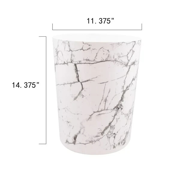 Mainstays Gallon Trash Can, Plastic Office Bathroom Wastebasket White  Marble