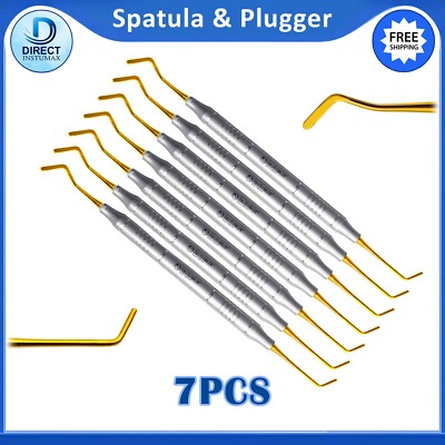 Filling Instruments Spatula & Plugger Set of 7 Clinical Deal -Titanium Gold Tips