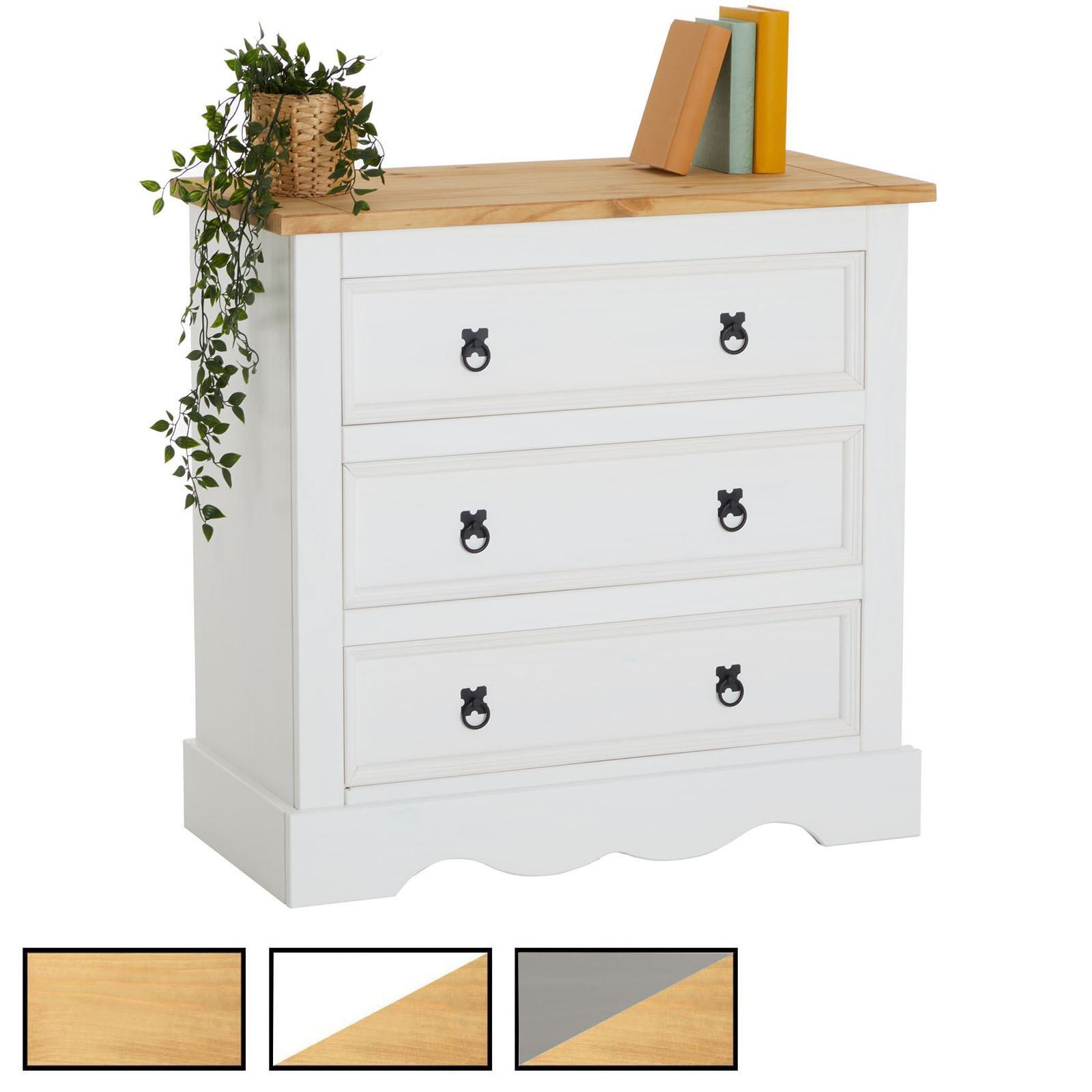 Sideboard TEQUILA Schrank Kiefer massiv, 3 Schubladen, Buffetschrank Geschirr