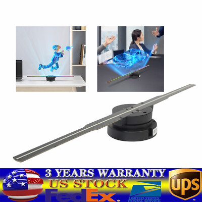 3D 1080P LED Holographic Fan Hologram Fan Projector Light RGB Sign Bar w/Control