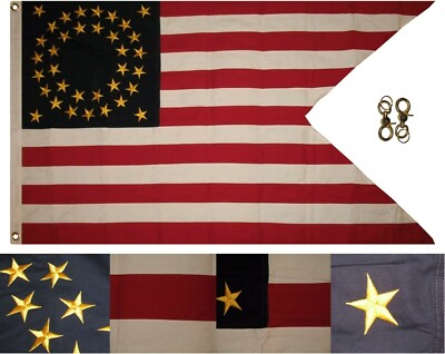 HEAVY COTTON 35 STAR UNION CAVALRY GUIDON FLAG EMBROIDERED STARS USA HISTORICAL